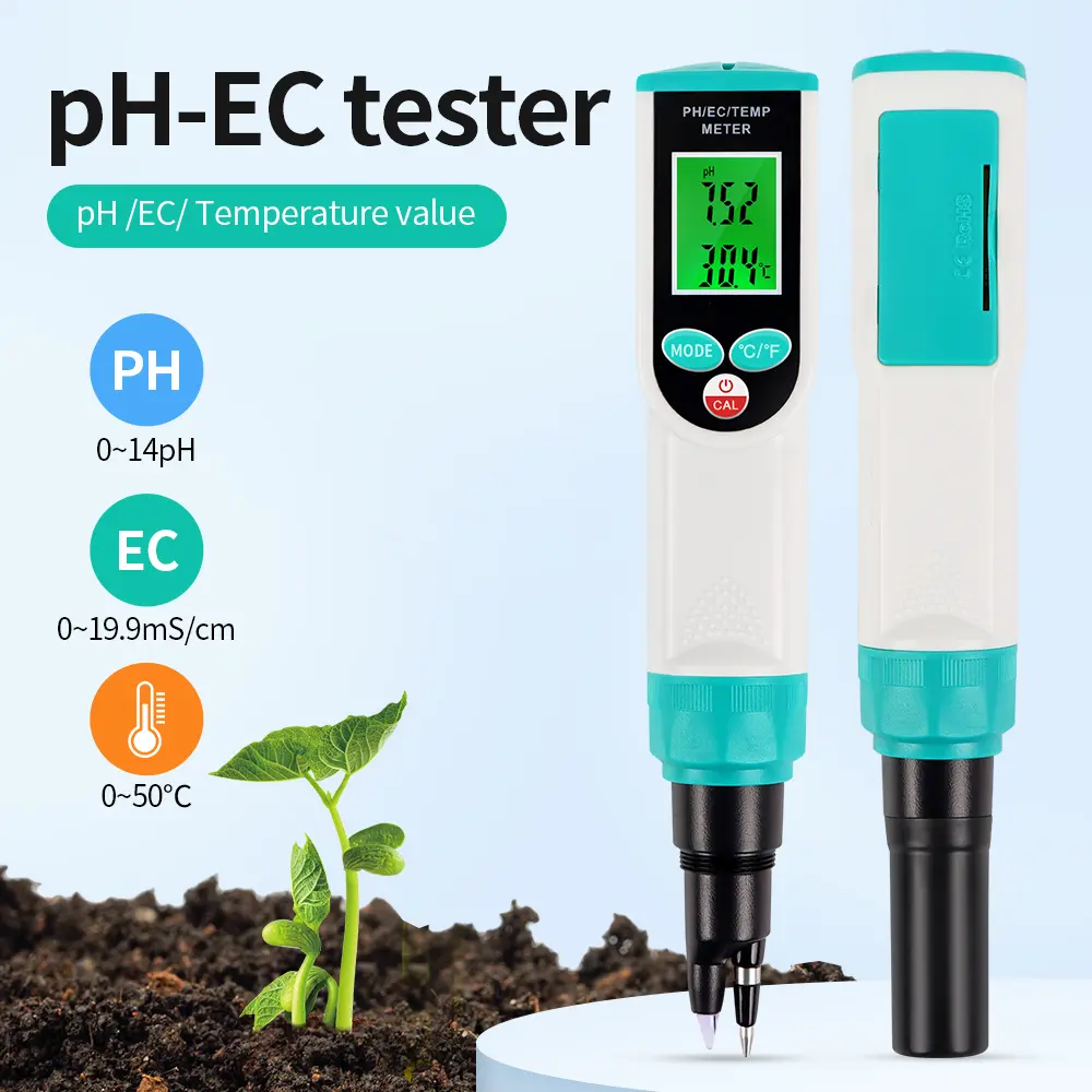 Digital Food PH Meter EC Tester Soli Analyzer High Accuracy Sensor EC pH Test for Meat Dough Cheese Garden Planting Soil