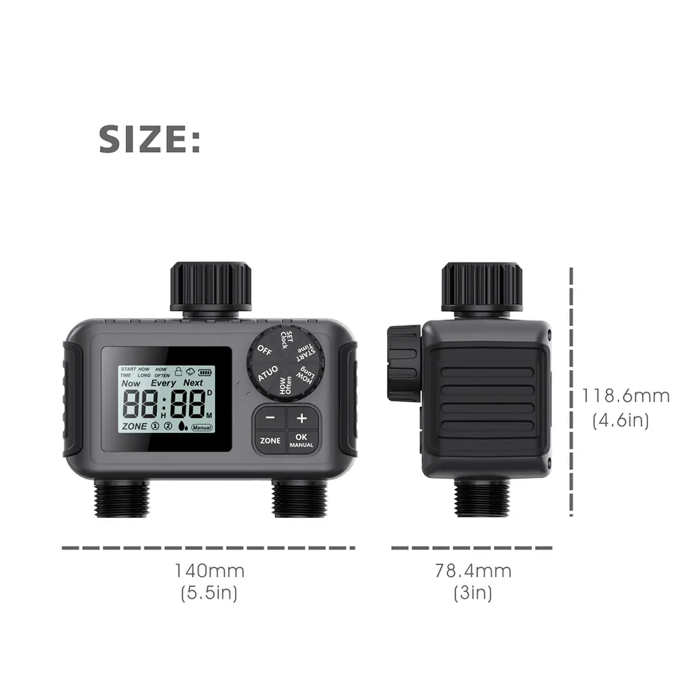 Automatic Water Timer 2-Outlet Garden Irrigation Watering System Sprinkler Programmer Smart LCD Digital Watering Timer Tools