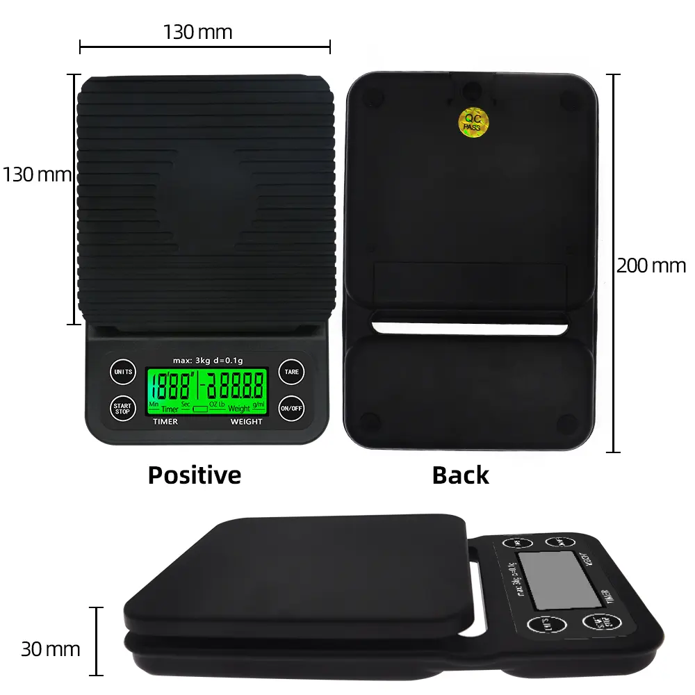 High Precision LCD Electronic Scales 3kg/0.1g 5kg/0.1g Drip Coffee Scale With Timer Portable Electronic Digital Kitchen Scale