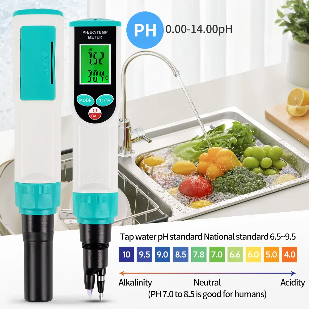 Digital Food PH Meter EC Tester Soli Analyzer High Accuracy Sensor EC pH Test for Meat Dough Cheese Garden Planting Soil
