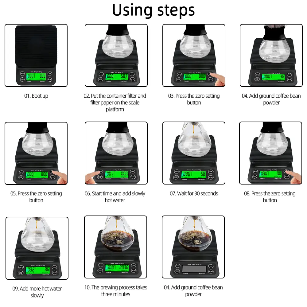 High Precision LCD Electronic Scales 3kg/0.1g 5kg/0.1g Drip Coffee Scale With Timer Portable Electronic Digital Kitchen Scale