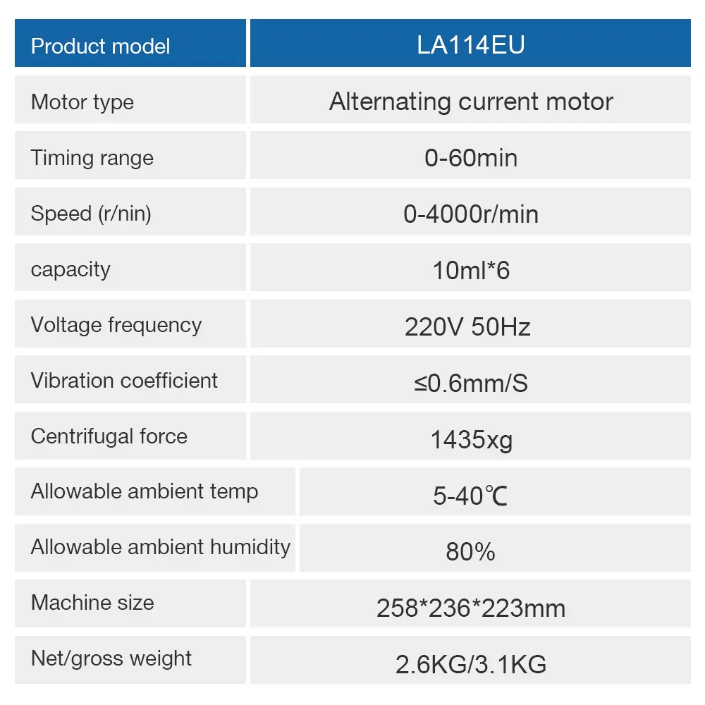 Laboratory Electric Centrifuge 4000rpm 1790xg 6*10ml Plasma Serum PRP PRF Separate Machine AC 220V Timer Low Speed Centrifuge