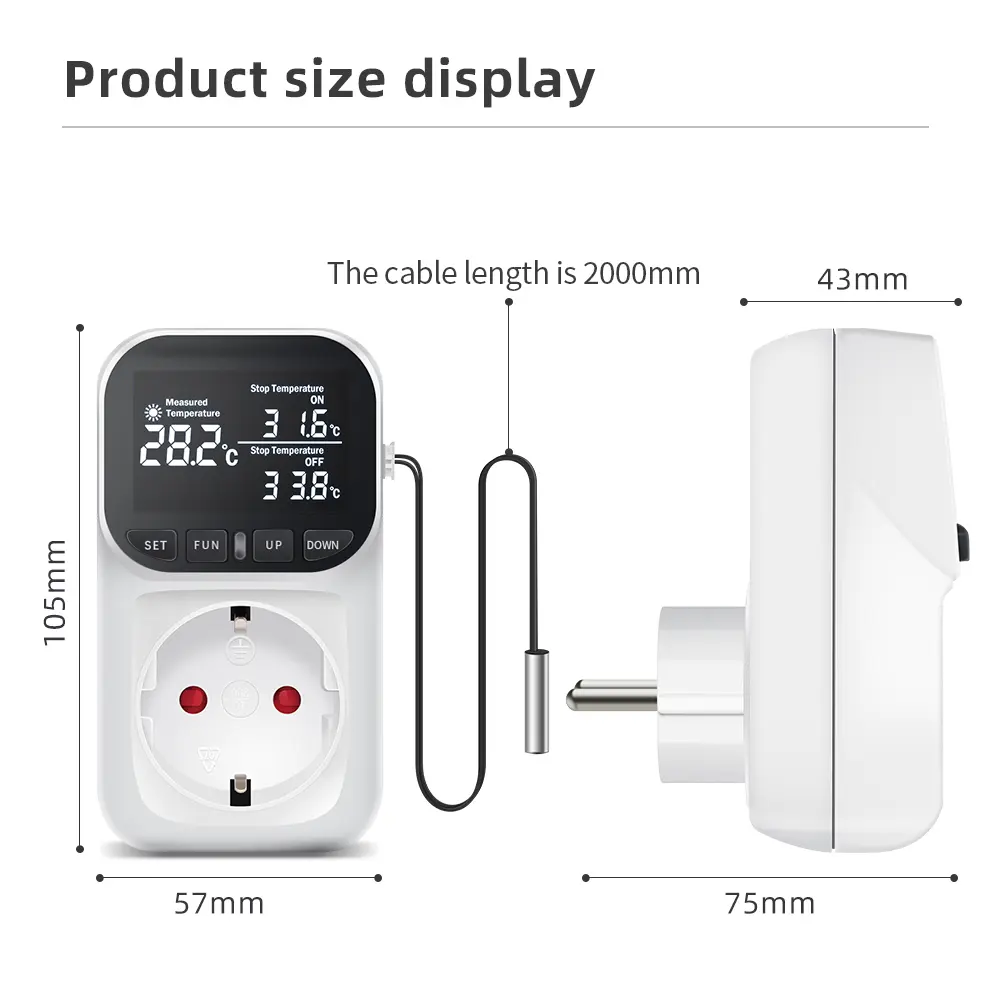 Digital Temperature Controller Socket Heating Cooling Thermostat With Timer Switch For Refrigerator Aquaculture EU Plug 220V