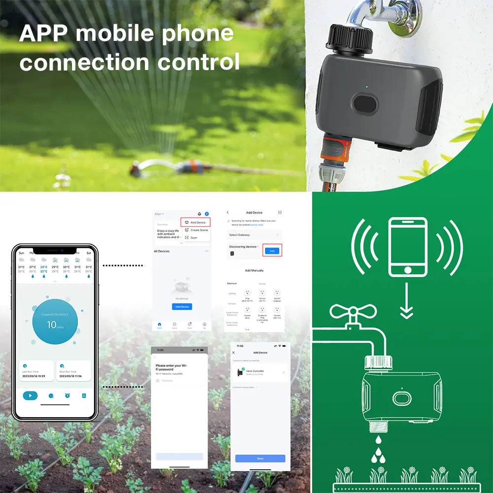 WiFi Smart Water Timer Sprinkler Timer Water Valve Timing Controller Garden Irrigation System APP Control Water Timer