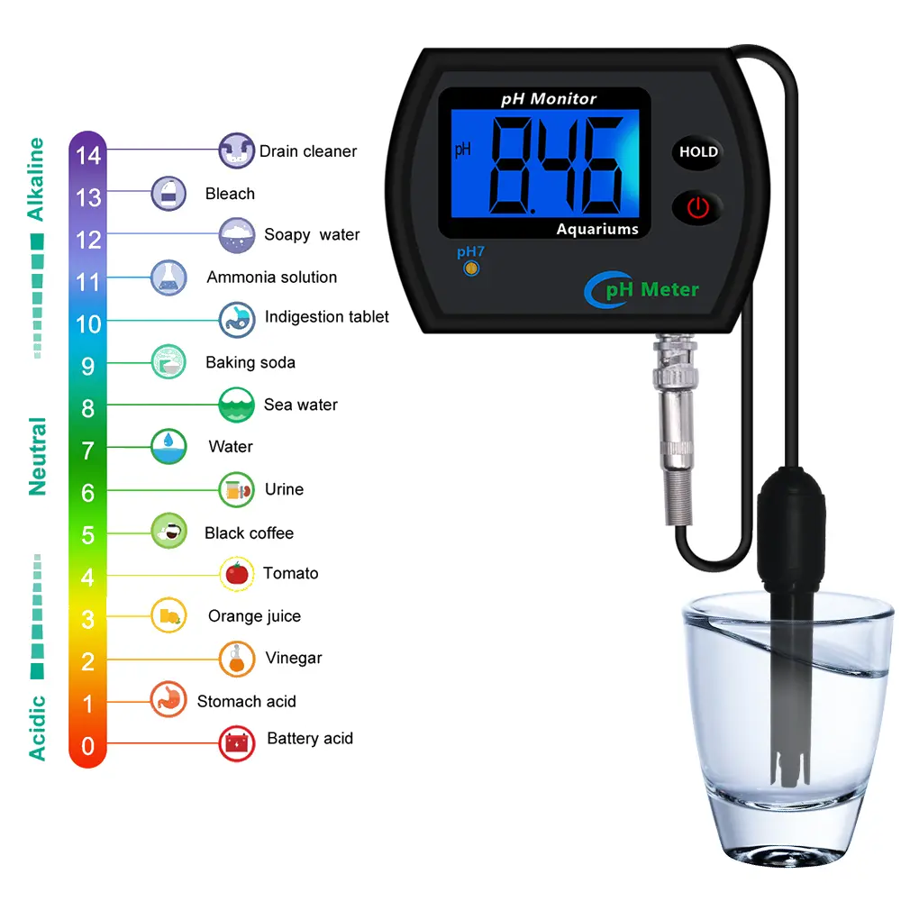 Digital PH Meter Water Quality Online Monitor For Swimming Pool Aquarium Home Electrolyzer High-precision Water Test with LCD
