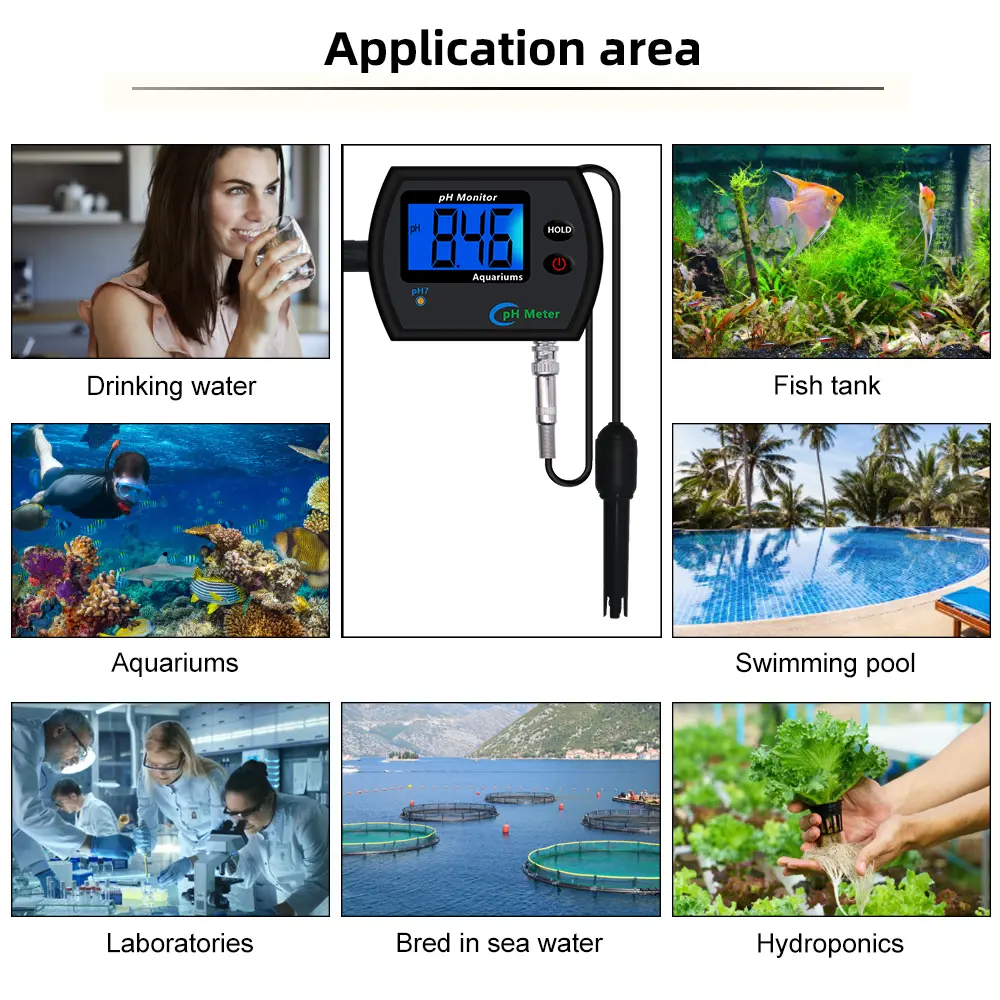 Digital PH Meter Water Quality Online Monitor For Swimming Pool Aquarium Home Electrolyzer High-precision Water Test with LCD