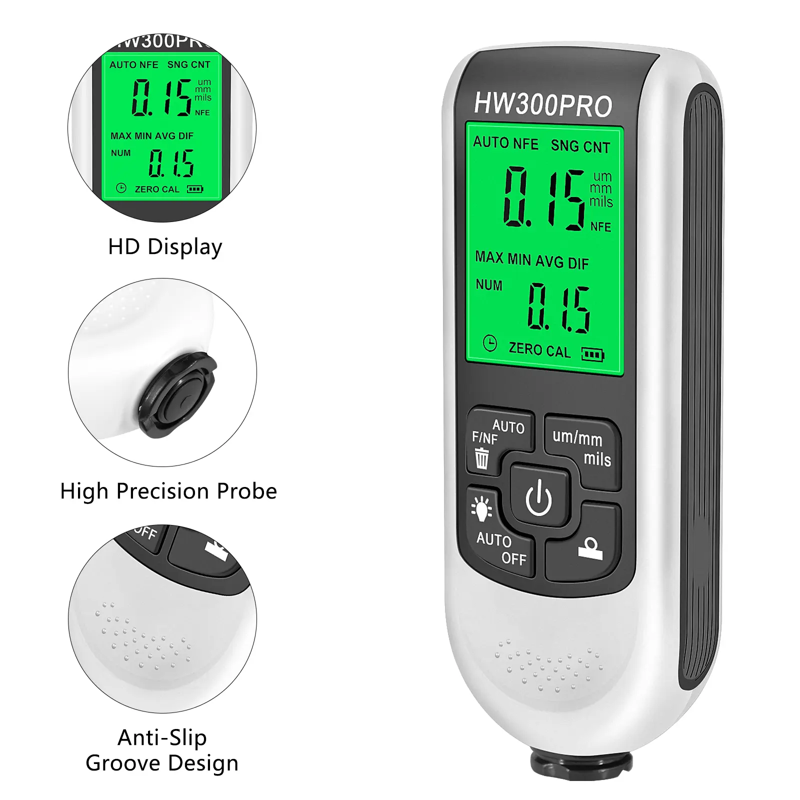 0-2000um High-precision Car Paint Thickness Tester Manual Paint Tools Automotive Coating Film Thickness Gauge for Fe/nfe HW-300