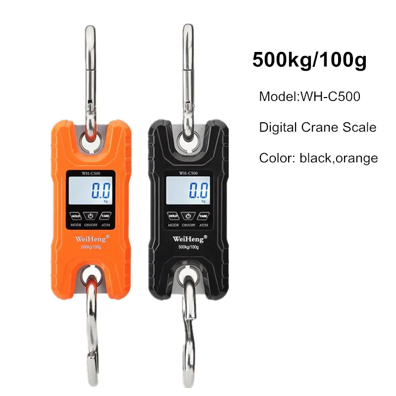 Digital Crane Scale 200kg 300kg 500kg LCD Luggage Scale Heavy Duty Hanging Hook Scales Portable Stainless Steel Weighing Tool