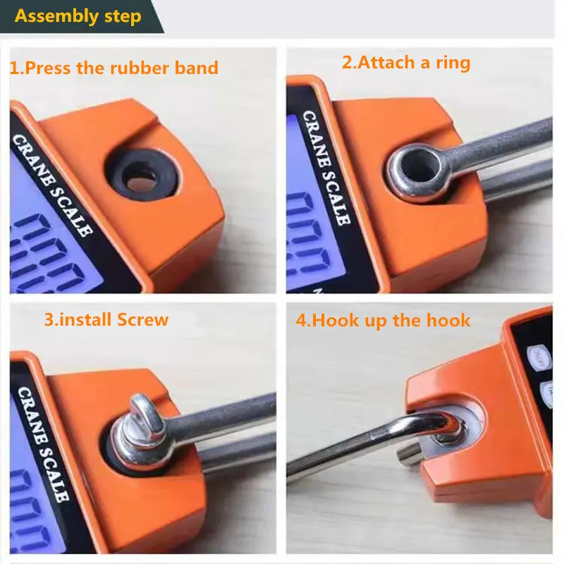 Digital Crane Scale 200kg 300kg 500kg LCD Luggage Scale Heavy Duty Hanging Hook Scales Portable Stainless Steel Weighing Tool