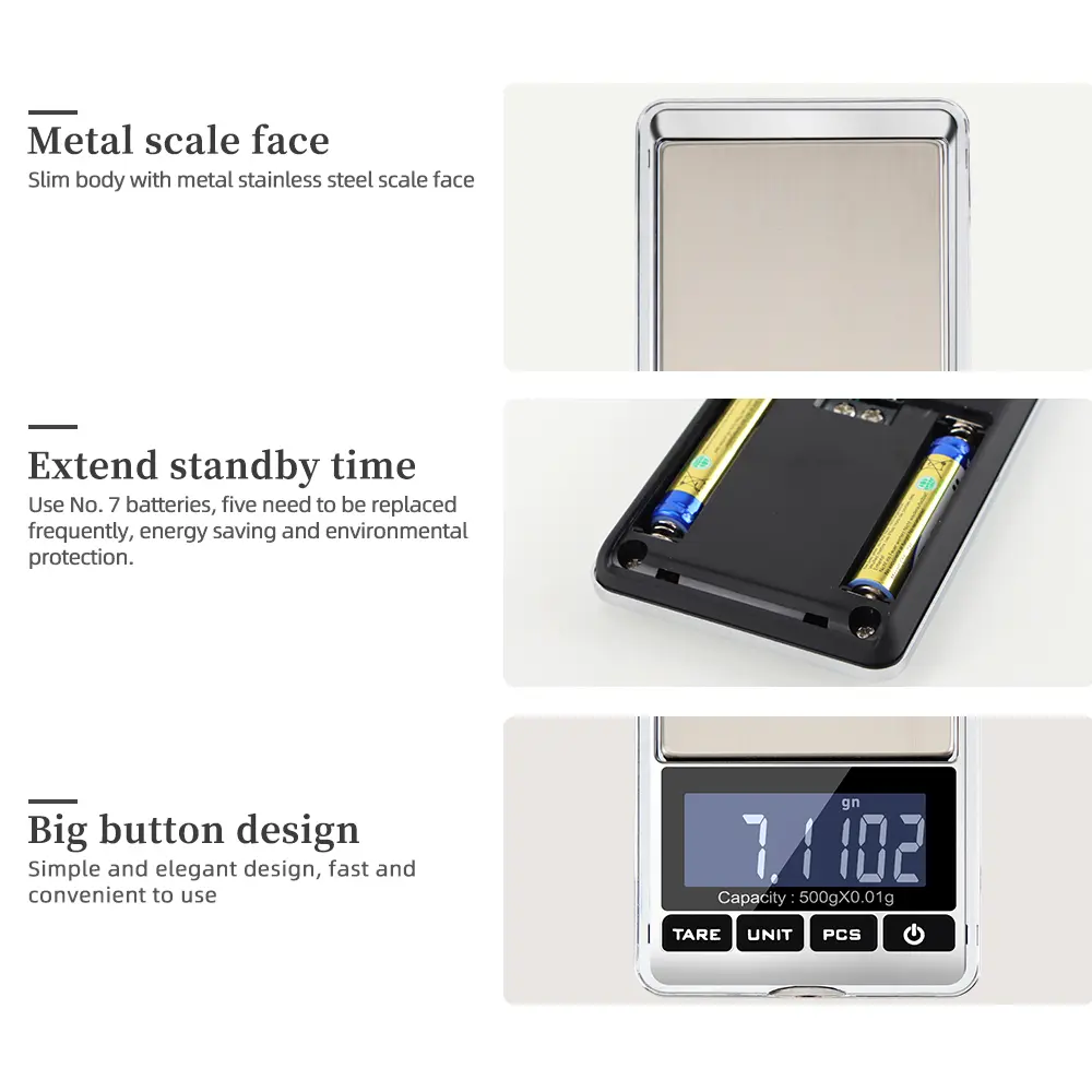 500g/0.01g Portable Mini Jewelry Scale Kitchen Pocket Scale High-precision LED Electronic Scale Herbal Weighing Scale