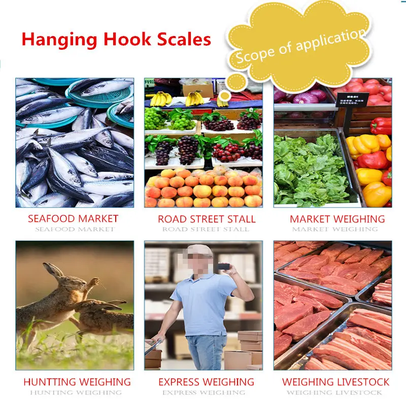 Digital Crane Scale 200kg 300kg 500kg LCD Luggage Scale Heavy Duty Hanging Hook Scales Portable Stainless Steel Weighing Tool