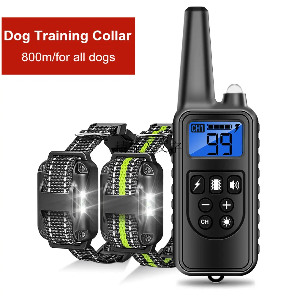 800m Electric Dog Training Collar Waterproof Rechargeable Remote Control Anti Barking Collar with LCD Display Vibration Sound