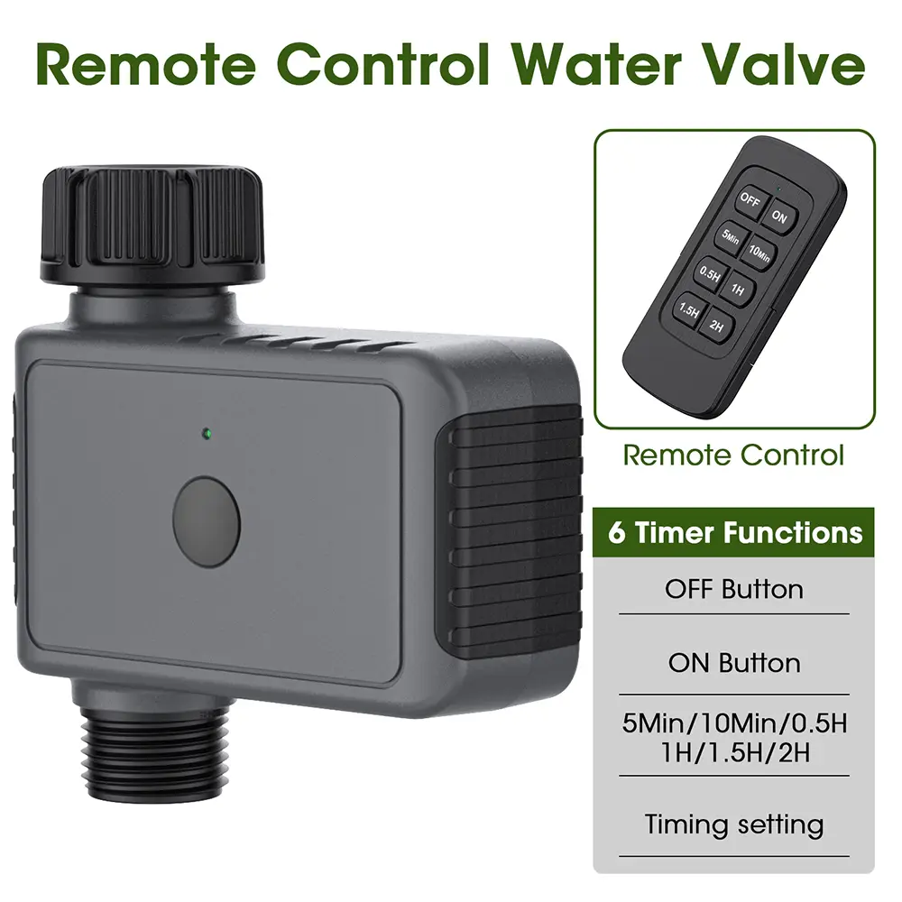 Remote Control Water Timer 1-Outlet Intelligent Irrigation Watering System Garden Sprinkler Timer 5 Minutes - 2 Hours Timeable
