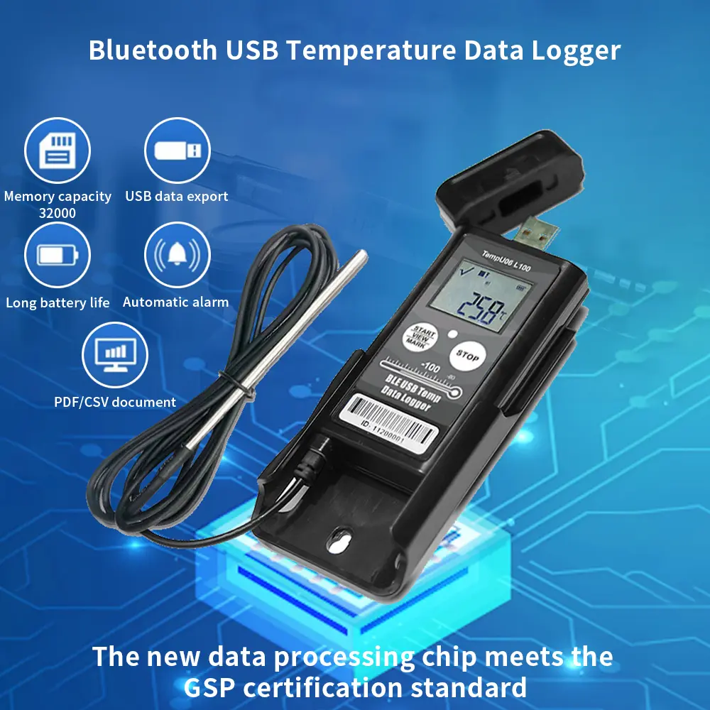 TempU06 -200℃ Ultra Low Temperature Data Logger Digital Bluetooth USB Temperature Recorder For Cold Chain Storage with Sensor