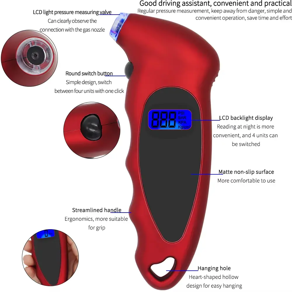 High-Precision Digital Car Tire Tyre Air Pressure Gauge Meter LCD Manometer Barometers for Car Truck Tire Pressure Monitoring