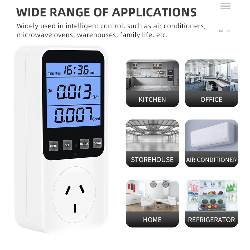 Digital Power Meter Wattmeter Electricity Consumption Tester Kwh Energy Wattage Voltage Current Watt Meter EU US FR Plug AC 220V