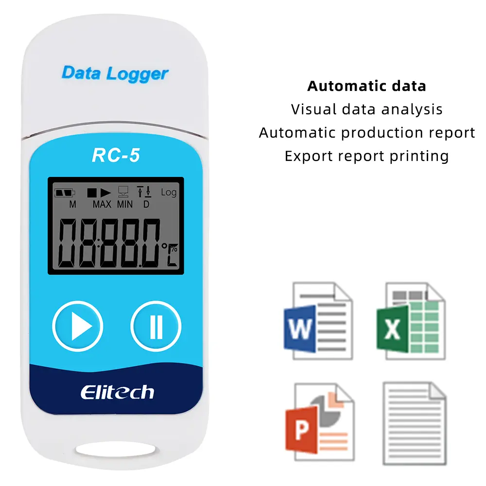 High Precision Data Logger RC-4/4HC/5/5+/GSP-6 Digital Temperature Humidity Recorder Internal Sensor PDF Report for Cold Chain
