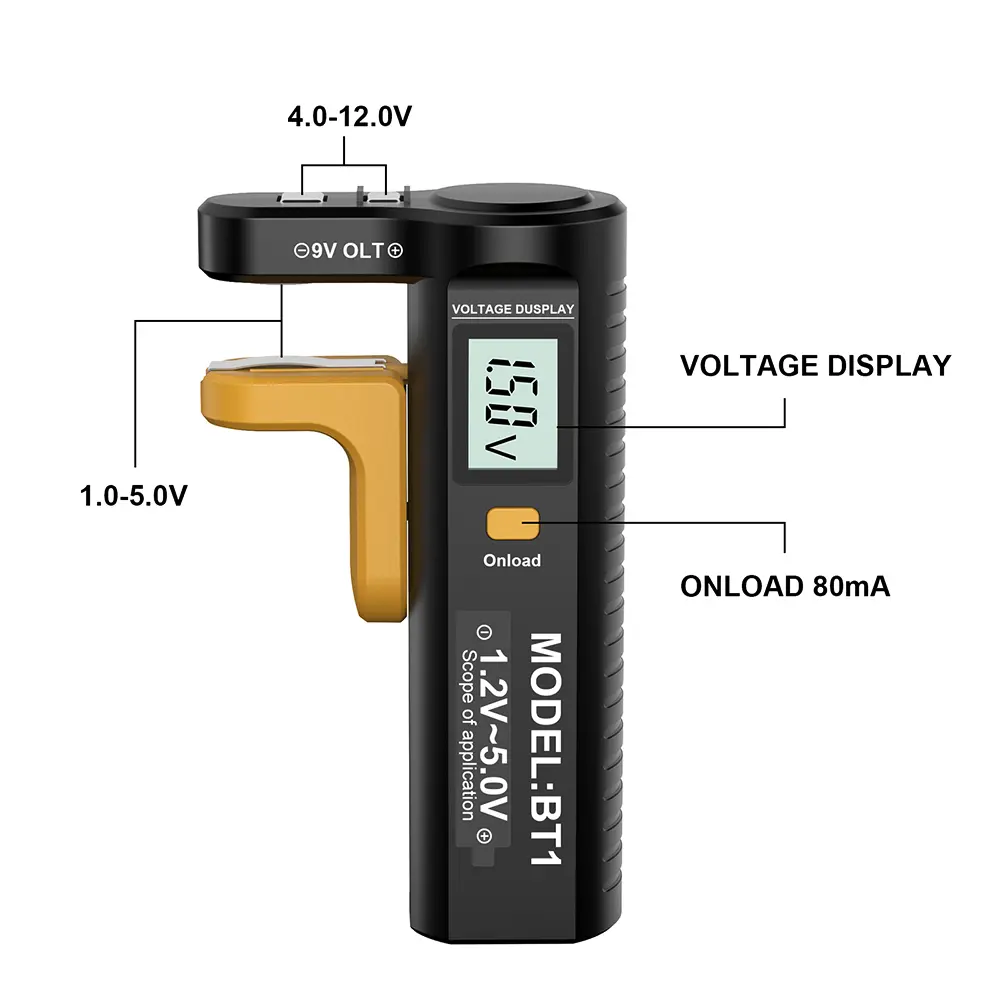 BT-1 Digital Battery Tester LCD Display 9V/1.5V/AA/AAA Universal Battery Tester Battery Capacity Meter Button Cell Volt Checker