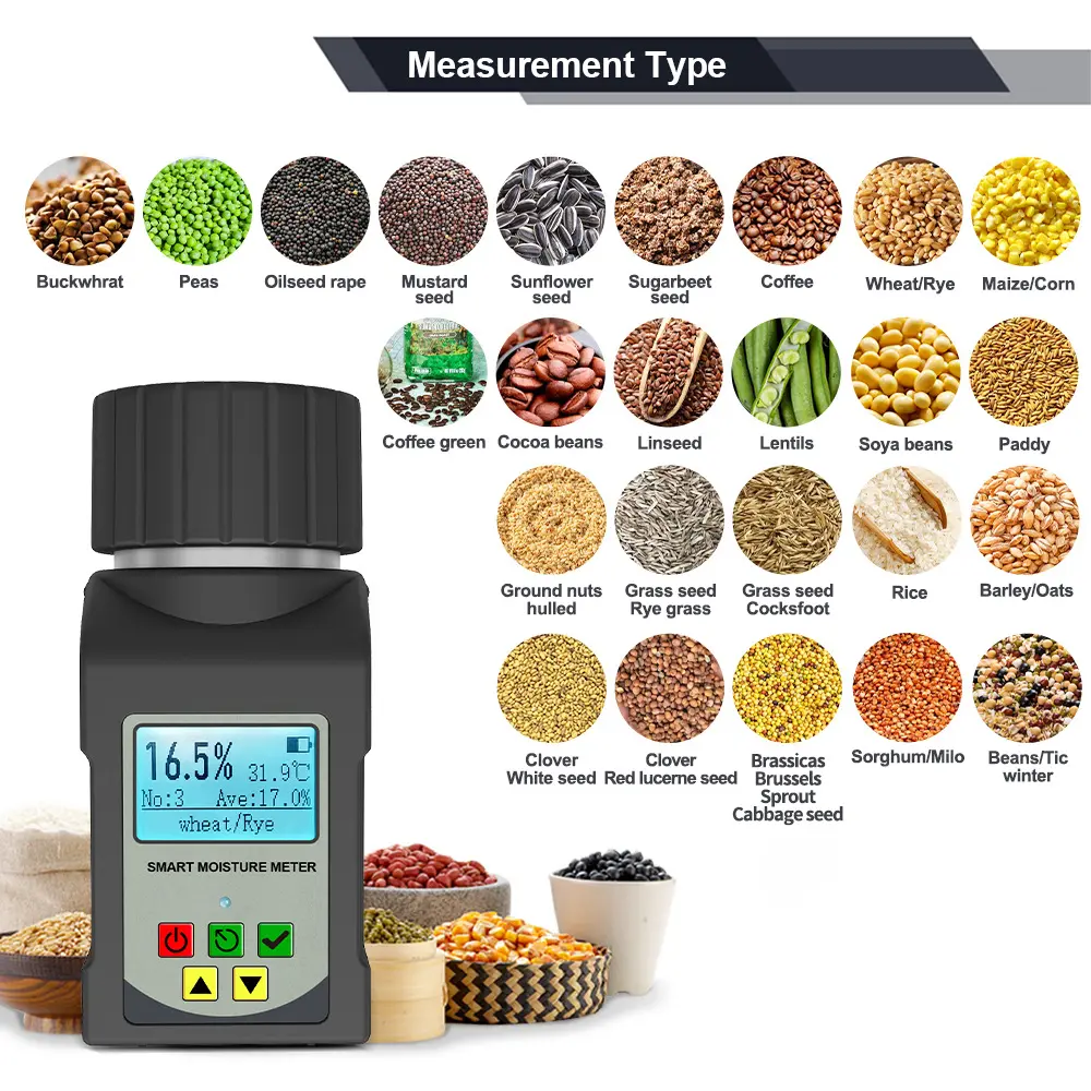 Grain Moisture Meter Smart Hygrometer Humidity Tester For Coffee Bean Wheat Peanut Moisture Detector Analyzer Data Can Be Saved
