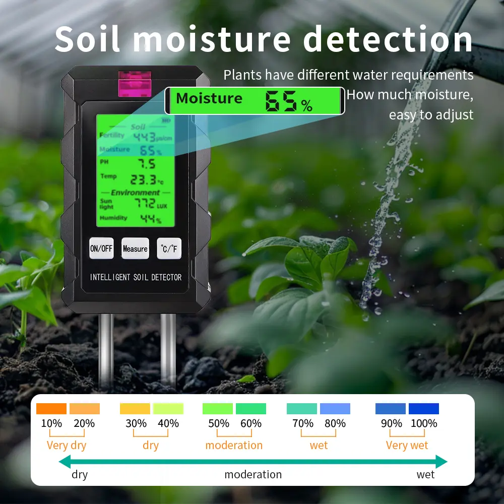 6 in 1 High Accurancy Soil PH Tester Soil Moisture PH Temperature Sunlight Fertility Testers Garden Planting Soil Detector