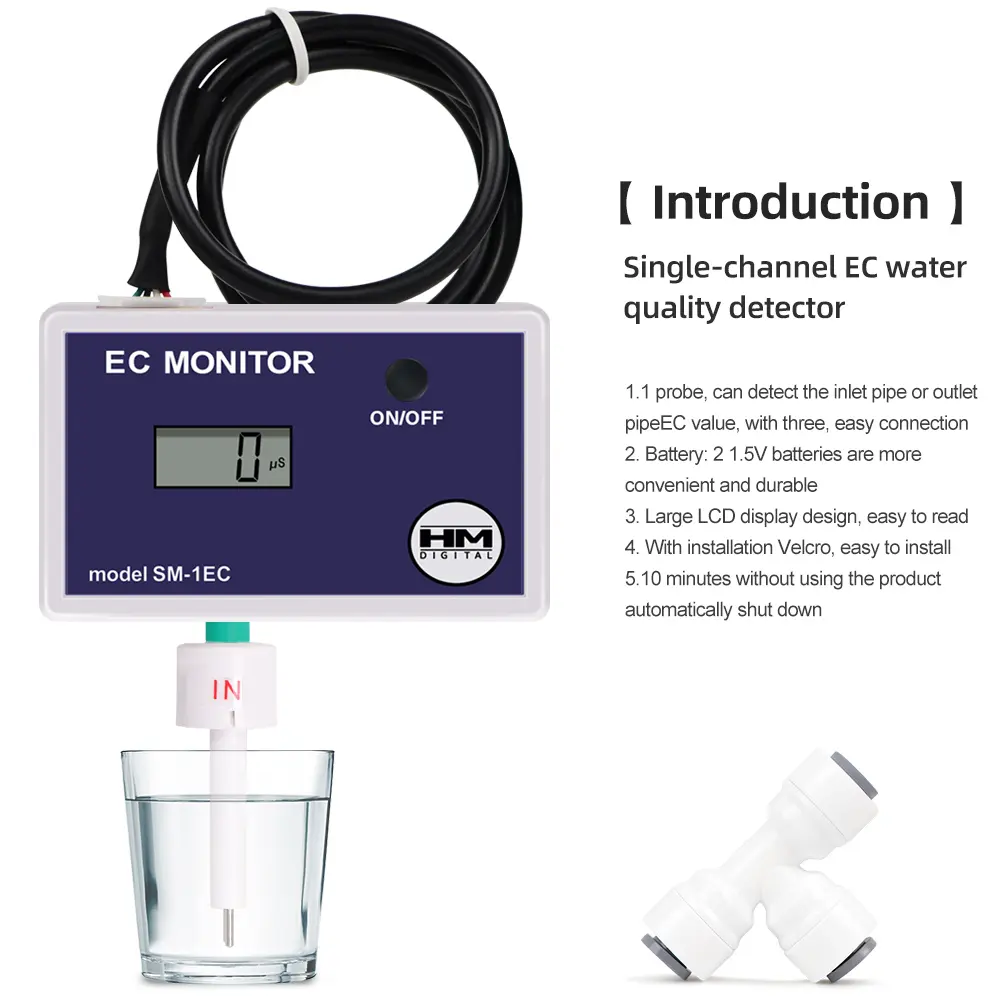 Online Water Quality Tester Digital EC Meter Electrical Conductivity Detector Inlet Outlet EC Test for Pool Filtration System