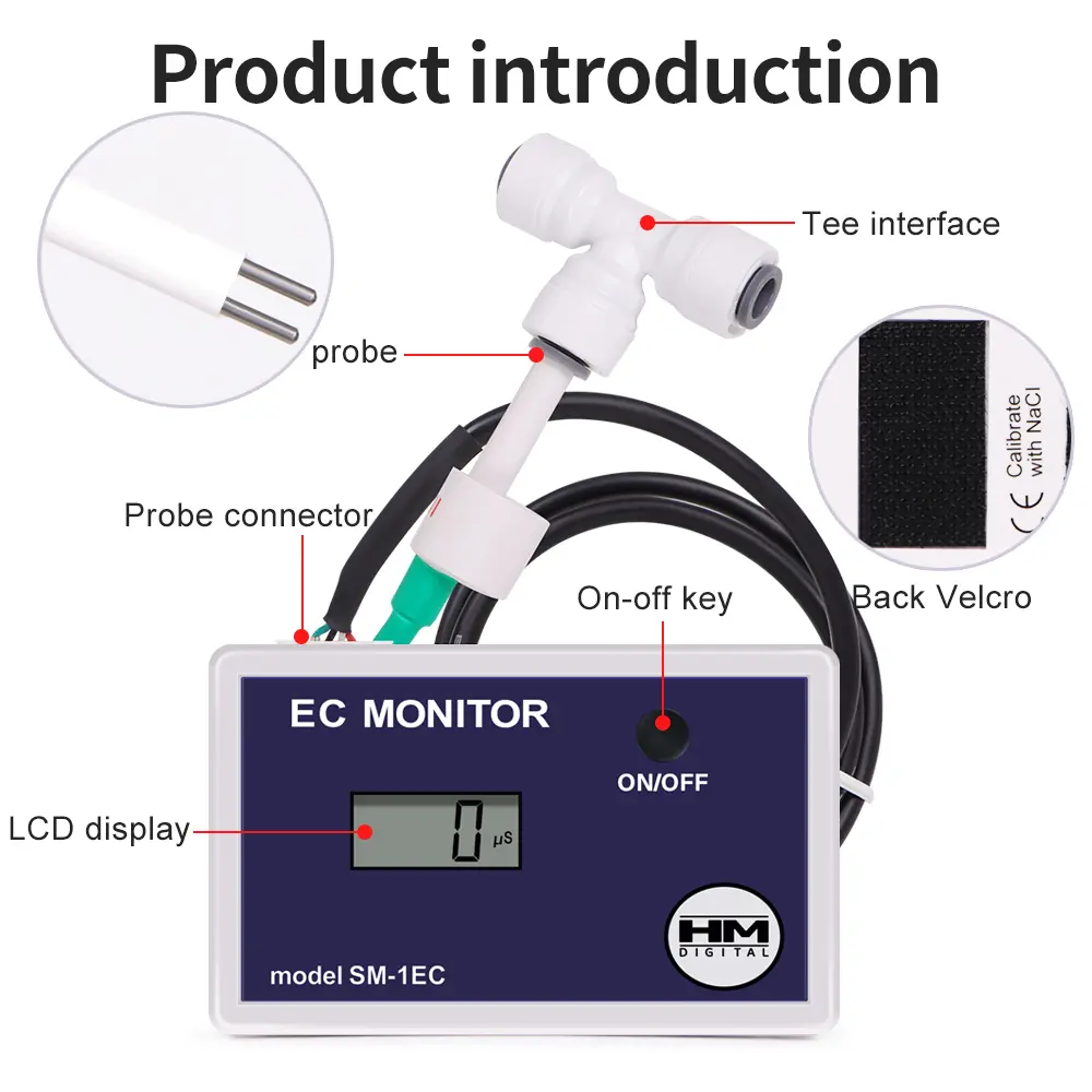 Online Water Quality Tester Digital EC Meter Electrical Conductivity Detector Inlet Outlet EC Test for Pool Filtration System