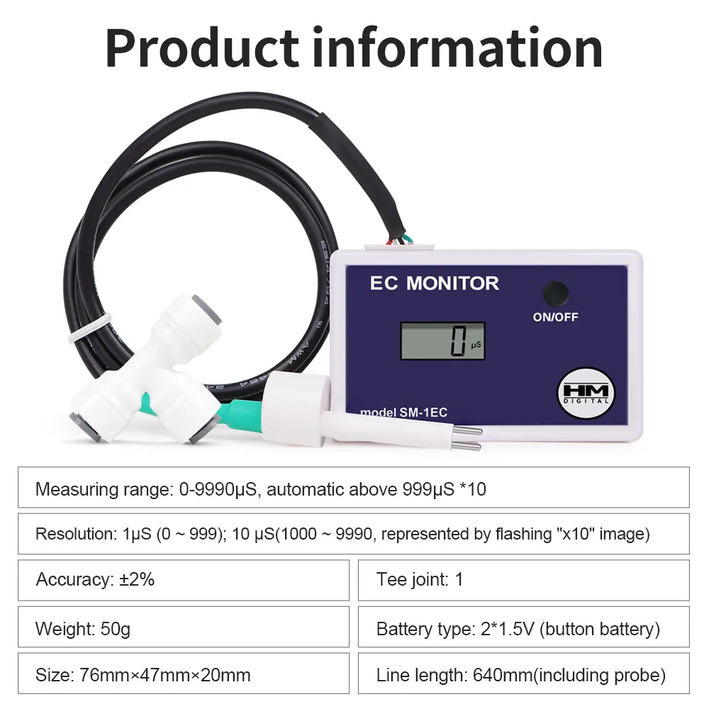 Online Water Quality Tester Digital EC Meter Electrical Conductivity Detector Inlet Outlet EC Test for Pool Filtration System