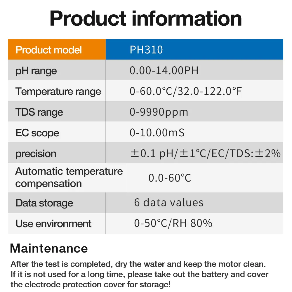 4 in 1 PH Water Quality Tester Temp EC ORP Monitor Conductivity Meter Hydroponics Detection With 2 Electrode Probe Sensor HM-100