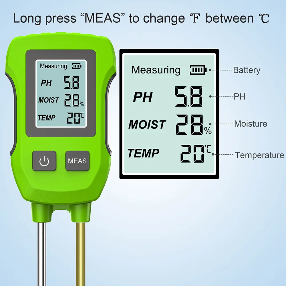 3 in 1 Digital LCD Soil Tester PH/Moisture/Temperature High Accuracy Soil Meter Humidity Monitor for Garden Lawn Farm Plants