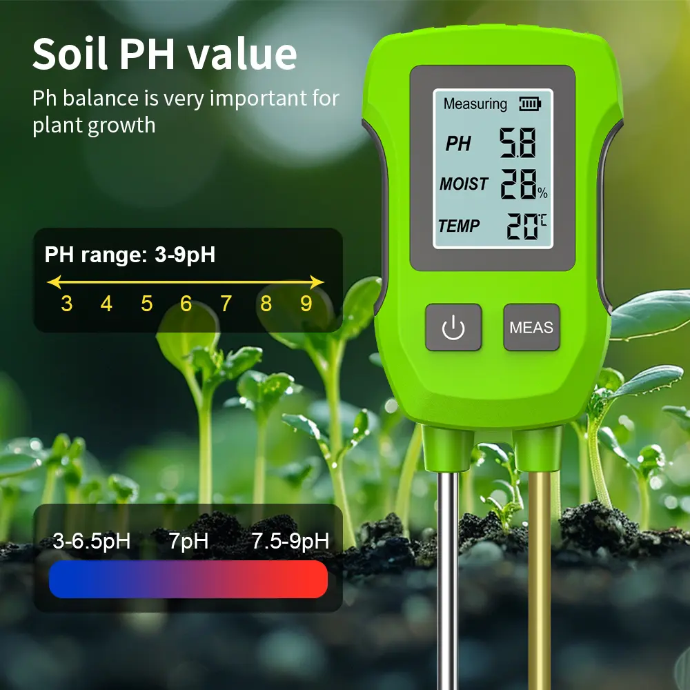 3 in 1 Digital LCD Soil Tester PH/Moisture/Temperature High Accuracy Soil Meter Humidity Monitor for Garden Lawn Farm Plants