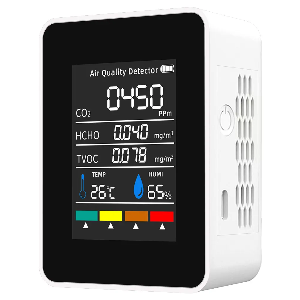 5 In 1 CO2 Air Quality Monitors TVOC HCHO Temperature Humidity Analysis Instrument Portable Carbon Dioxide Quality Detector