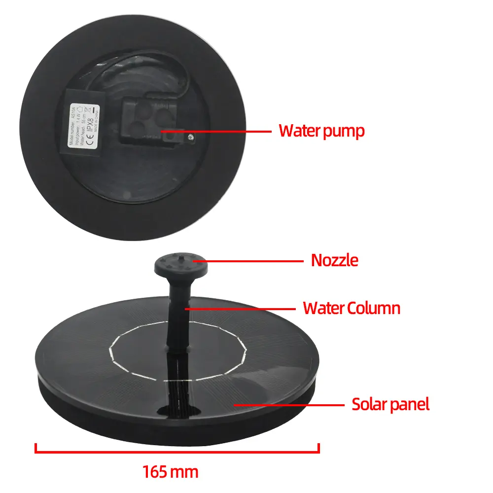Solar garden fountain pump, solar garden fountain waterfall, solar outdoor bird bath running water fountain