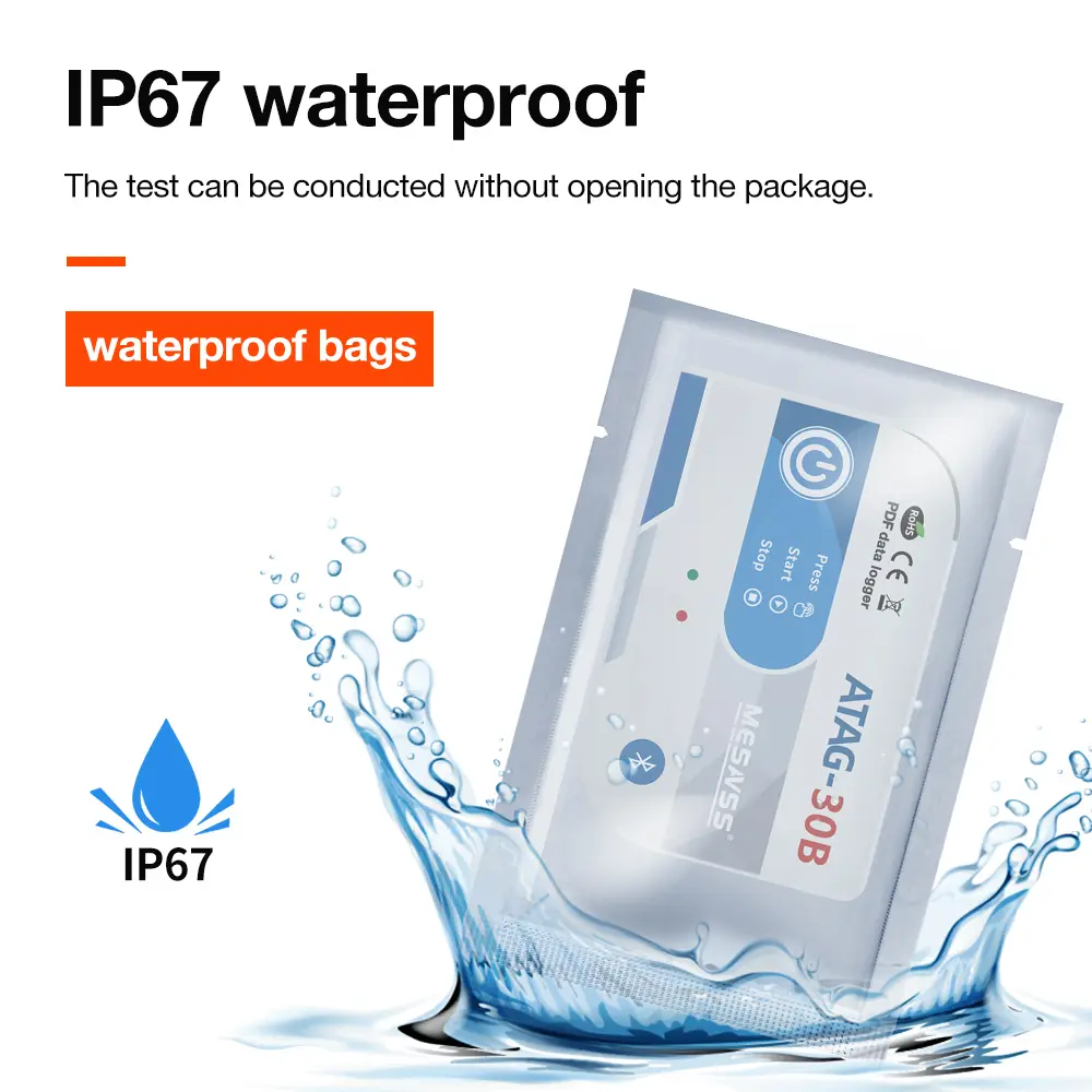 Disposable Bluetooth USB Temperature Data Logger Auto PDF 65000 Points Capacity Temp Data Recorder For Lab Cold Chain Transport