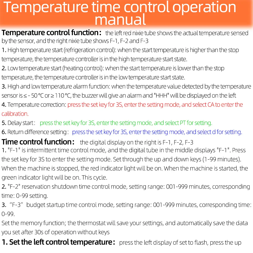 ZFX-W1011 Microcomputer Temperature Controller Intelligent Thermostat Time Controller Adjustable Electronic Temp 12V 24V 220V