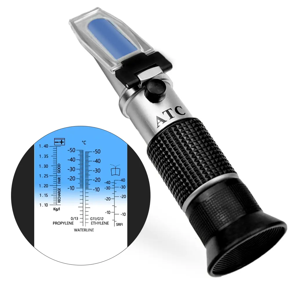 Handheld Glycol Refractometer Antifreeze Car 1-1.4 Battery Acid Engine Coolant Tester Tool Fluid Refractometer Tester ATC