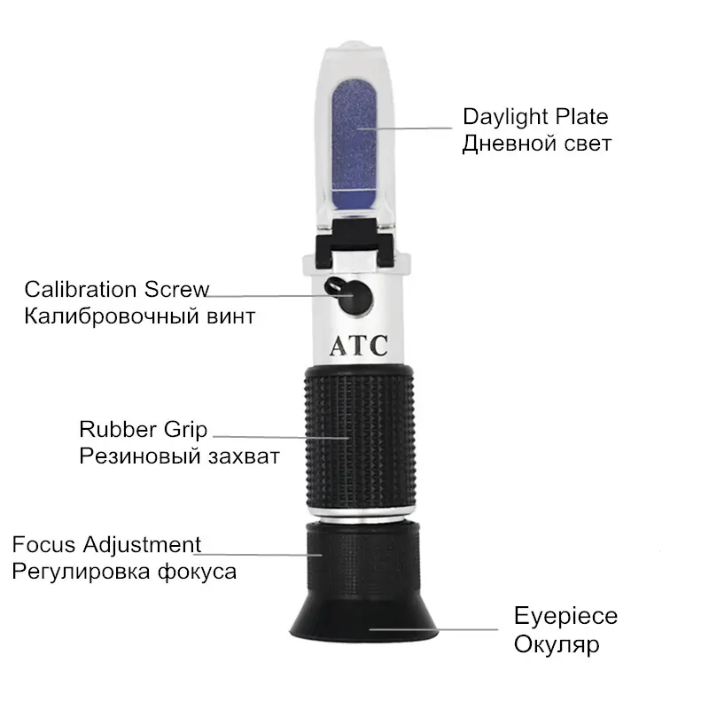 Handheld Glycol Refractometer Antifreeze Car 1-1.4 Battery Acid Engine Coolant Tester Tool Fluid Refractometer Tester ATC