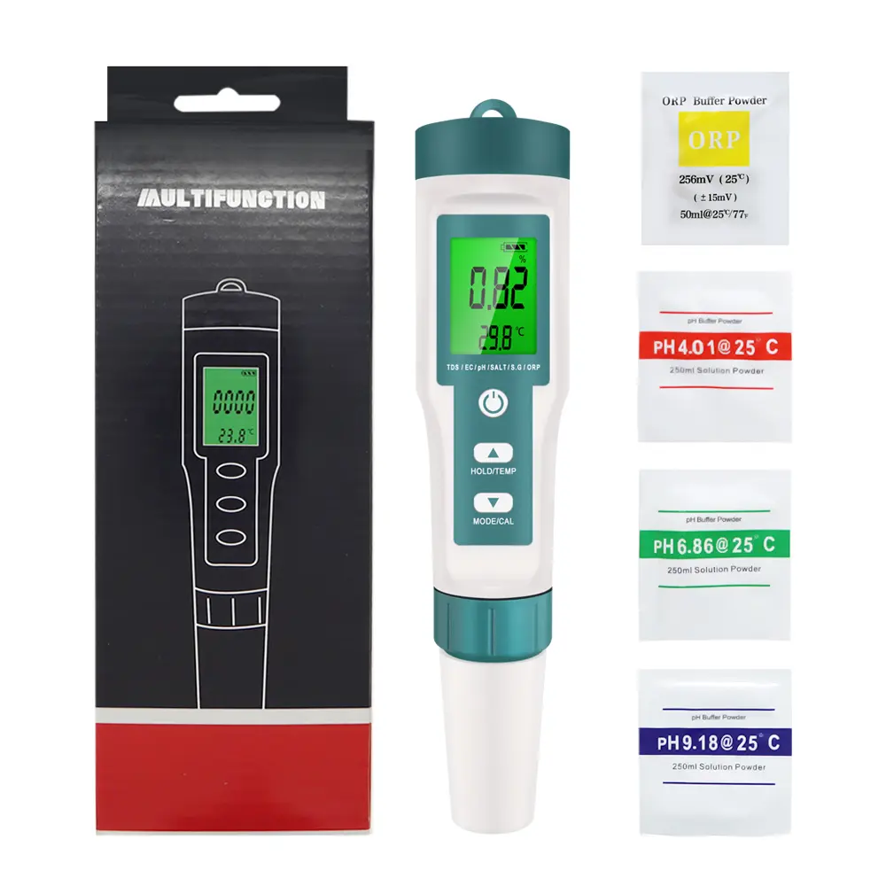 7 In 1 Digital Water Quality Tester ORP PH TDS EC Meter Salinity SG Temperature Tester Water Filter Purity Pen with Backlight