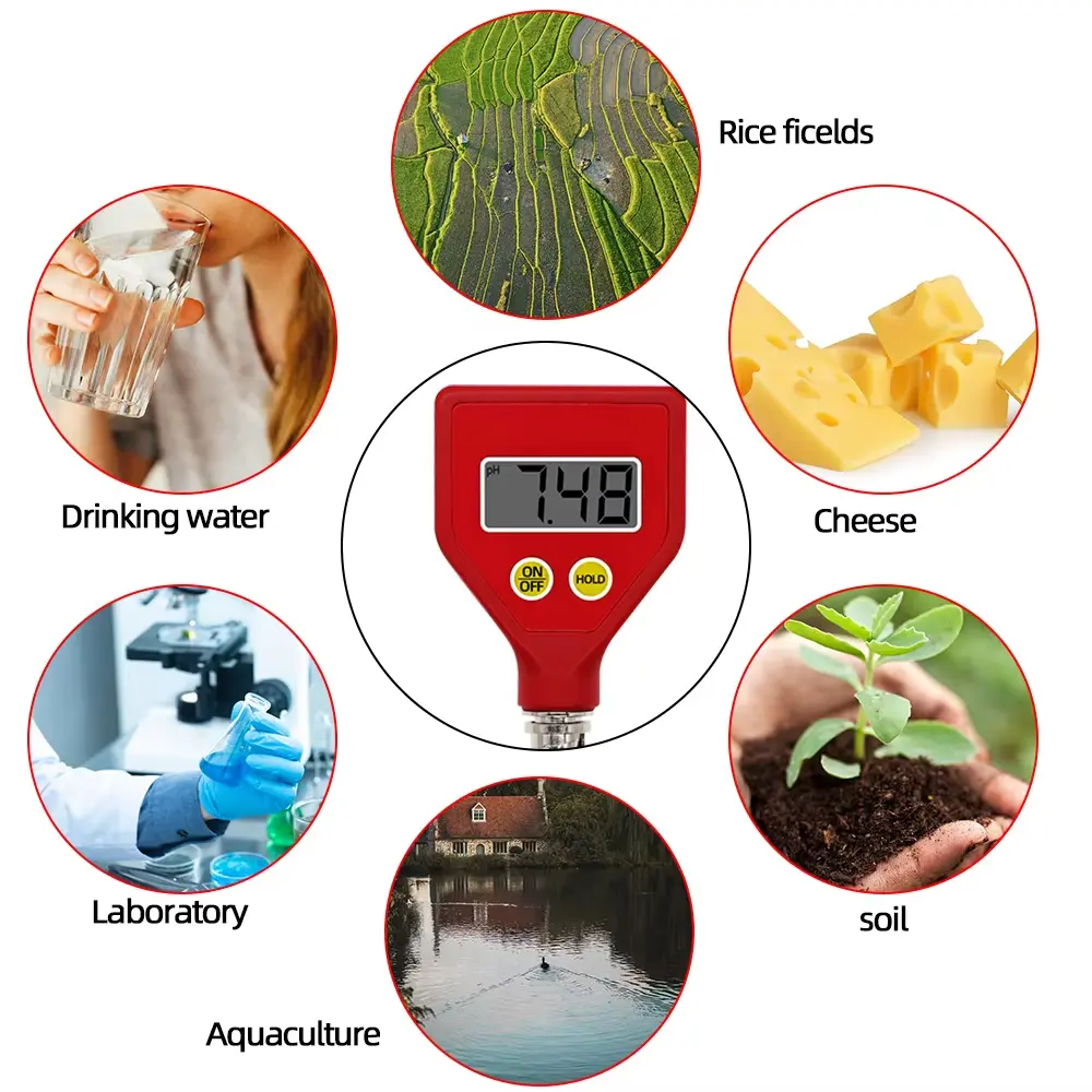 Digital Food Ph Meter Soil Ph Tester with Sharp Glass Electrode Water Quality Analysis Tool for Water Milk Cheese Aquarium