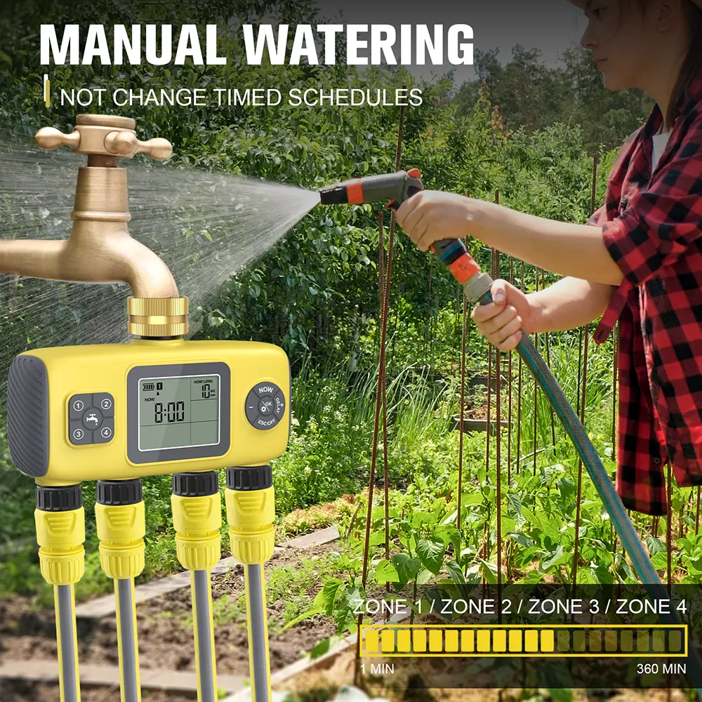 4-Outlet Water Timer Newest 4 Zone Garden  Automatic Irrigation System Smart Sprinkler Timeing for Garden Watering Controller