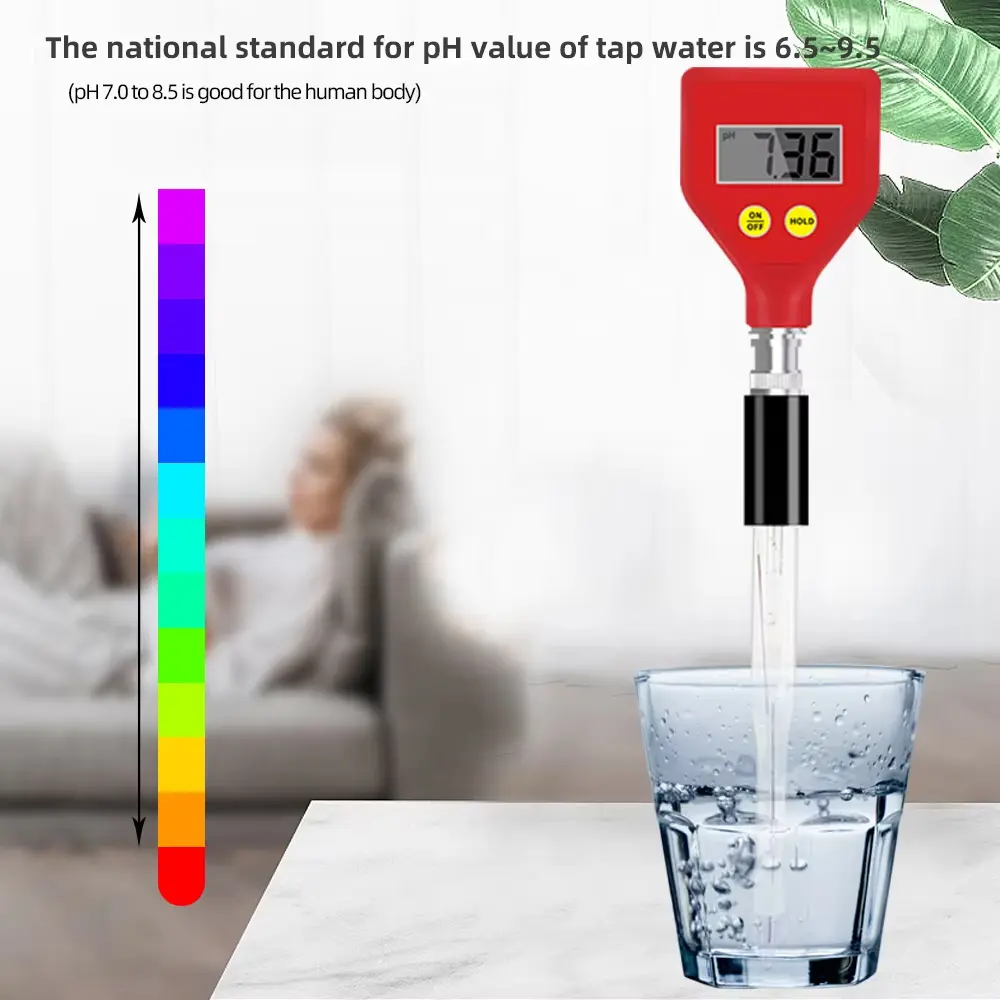 Digital Food Ph Meter Soil Ph Tester with Sharp Glass Electrode Water Quality Analysis Tool for Water Milk Cheese Aquarium