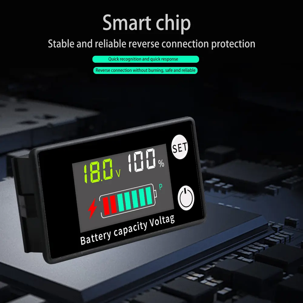 Battery Tester With Temperature Alarm DC 8V-100V Digital Voltmeter Battery Capacity Indicator 12V 24V Lead Acid Lithium LiFePO4