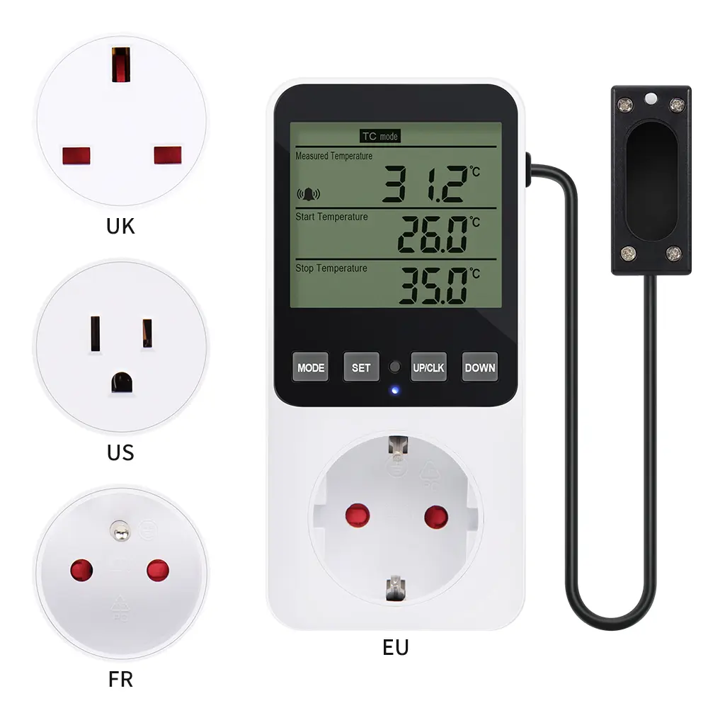 Temperature Humidity Controller Socket AC110-230V Digital Thermostat Heating Cooling Regulator Smart Outlet EU/FR/AU/US Plug