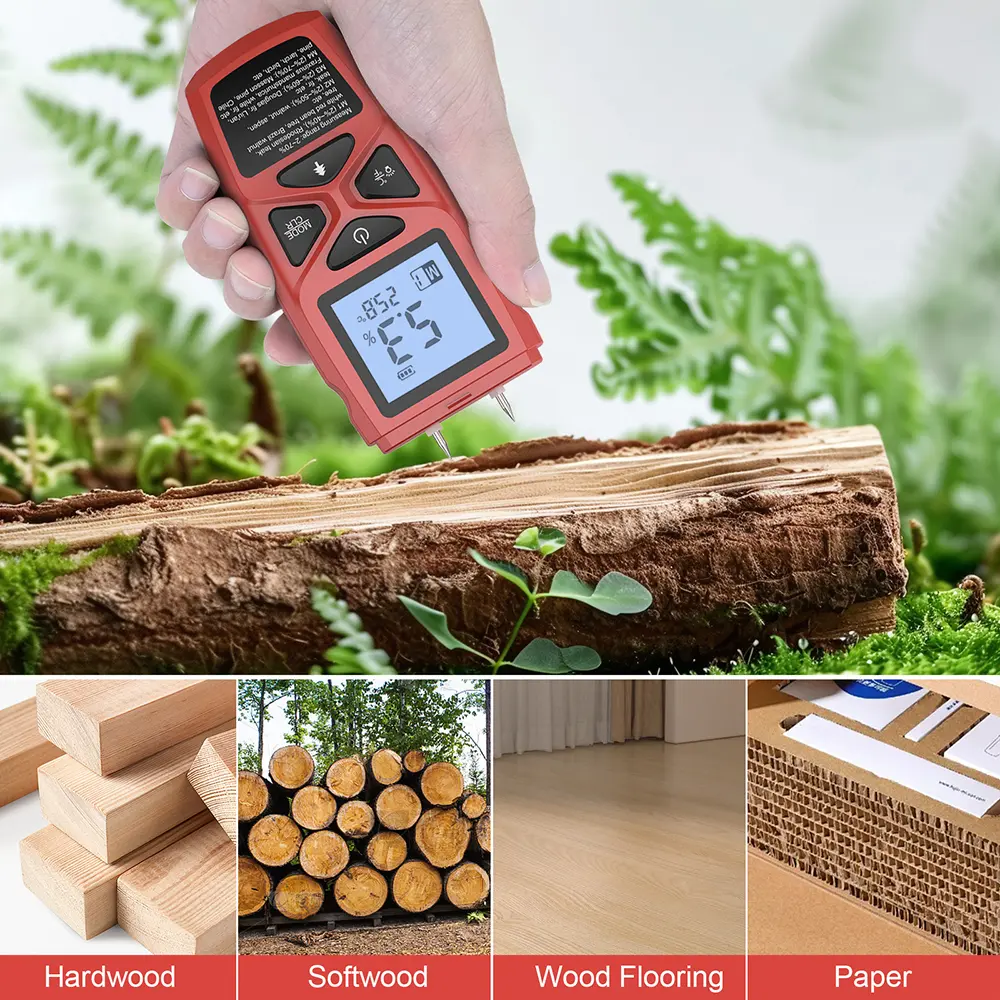 High-Precision Digital Wood Moisture Meter Timber Paper Humidity Tester LCD Display Bamboo Damp Two-Pin Moisture Detector