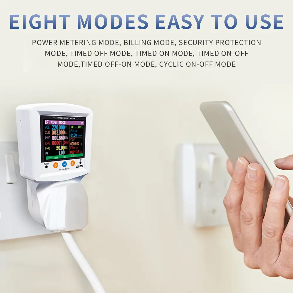 AC 220V Tuya Smart Life WiFi Wattmeter Timer Socket Remote Control Over-Voltage Over-Current Protection Voltage Current Power Me