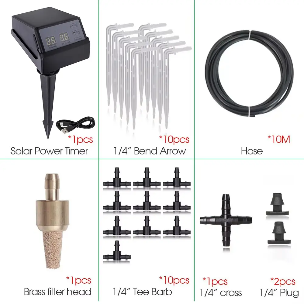 Solar Water Pump Timer Automatic Drip Irrigation Kit Watering Timer Irrigation System Garden Hose Micro-Drip Irrigation Kits