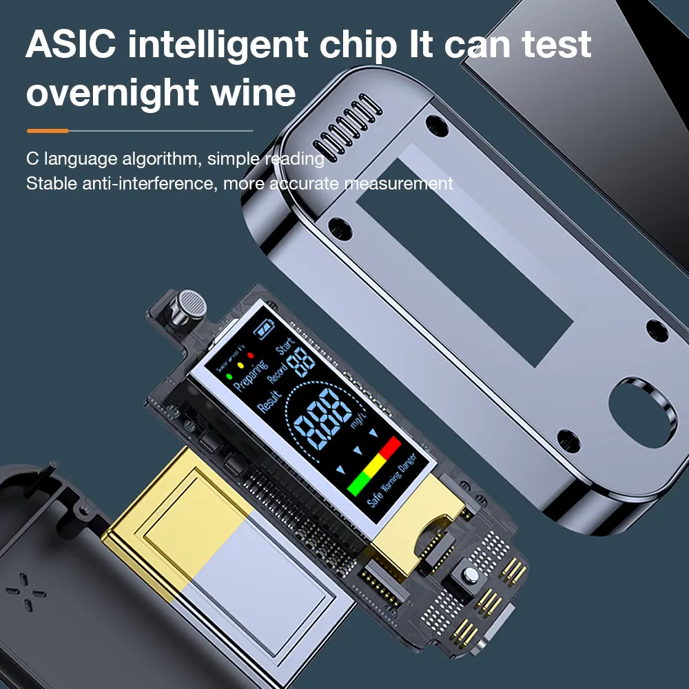 LCD Display Alcohol Tester USB Rechargeable Digital Breath Alcohol Meter High Sensitivity Breathalyzer Electronic Alcohol Tester