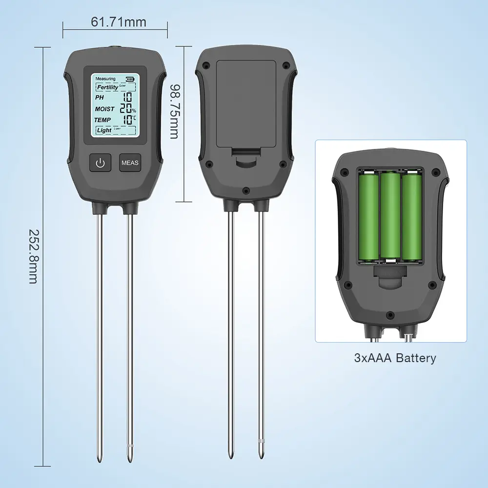 5 in 1 Digital Soil Tester Soil Fertility pH Meter Temperature Sunlight Moisture Detector LCD Display Gardening Soli Analyzer