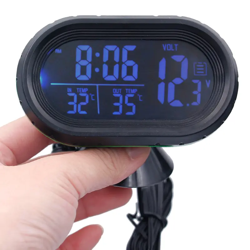Digital 4 IN 1 Voltmeter+Water Temperature Gauge+Clock Auto Thermometer Electronic Clock Car Night Light Clock With Backlight