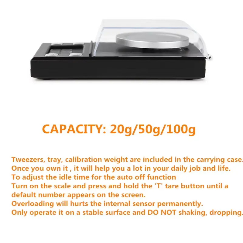 0.001g High Precision Jewelry Scale 20g 50g 100g Digital Pocket Scales Balance Diamond Gem Carat Gold Scale Electronic Weighs
