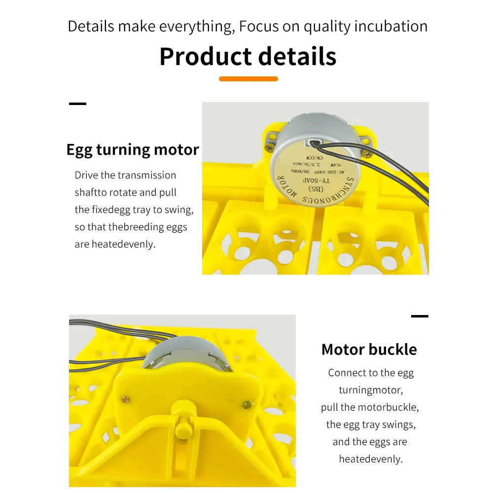 Automatic Egg Incubator Bird Eggs Poultry Duck Chicken Eggs Hatching Machine Plastic Trays with Auto Turn Motor 220V